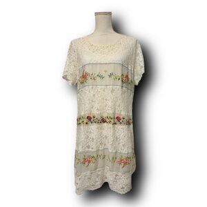 Johnny Was 4 Love & Liberty Sheer Silk & Lace Embroidered Overdress